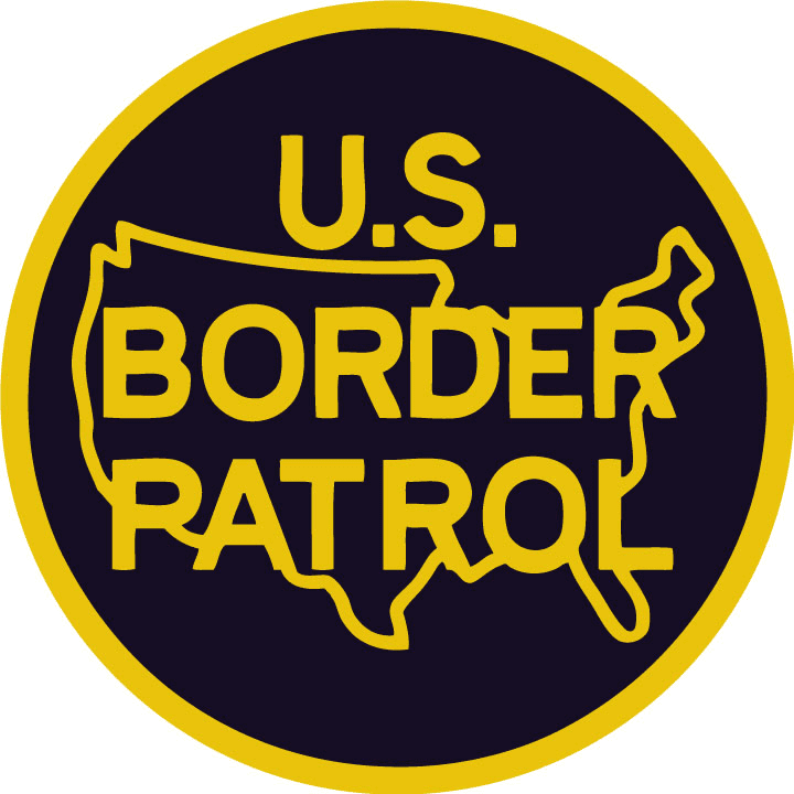 U.S. Border Patrol emblem with map outline.